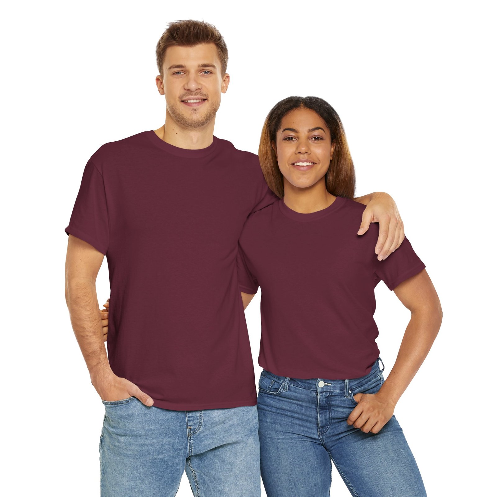 Maroon color Unisex Cotton Tee - Image 9